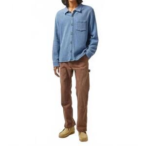 NEW CORRIDOR waffle long sleeve shirt top in indigo